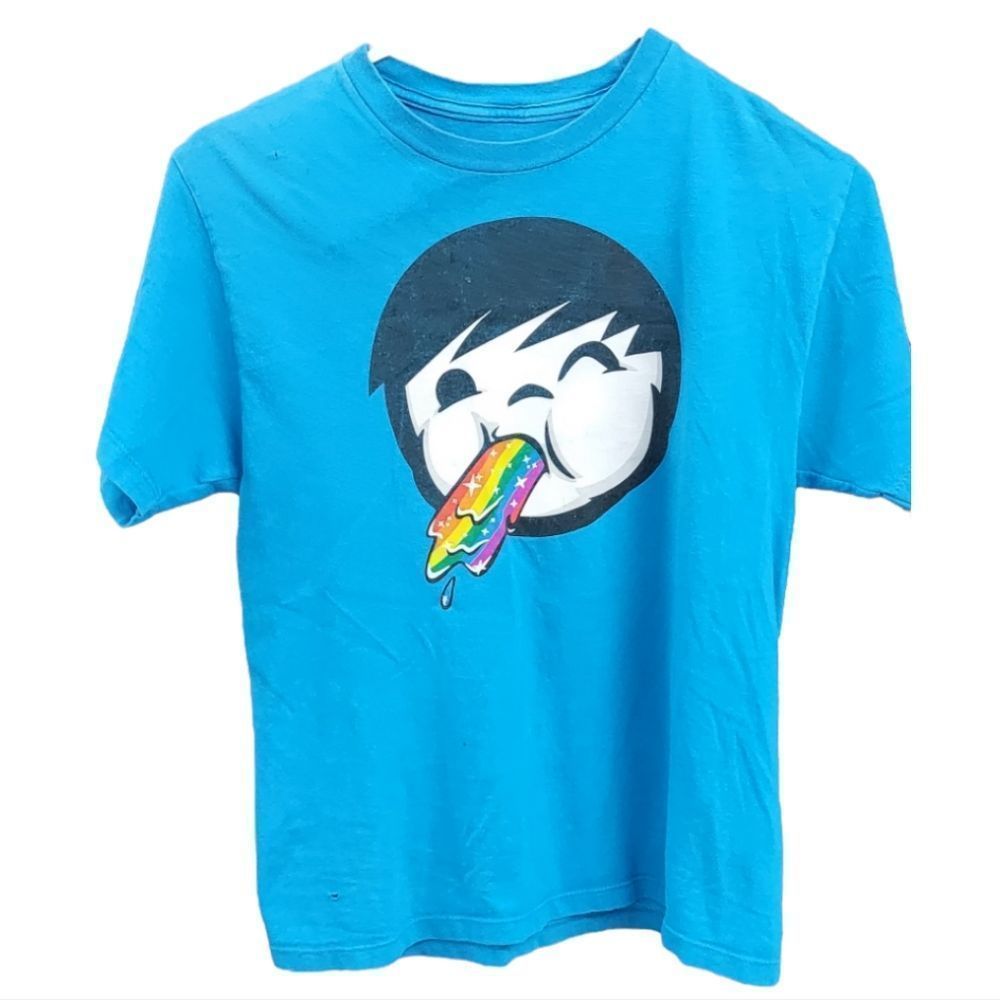 NEFF Blue Boy Rainbow Vomit Puke Barf Shirt Size 10/12